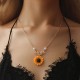 Vintage necklace with sunflower pendant