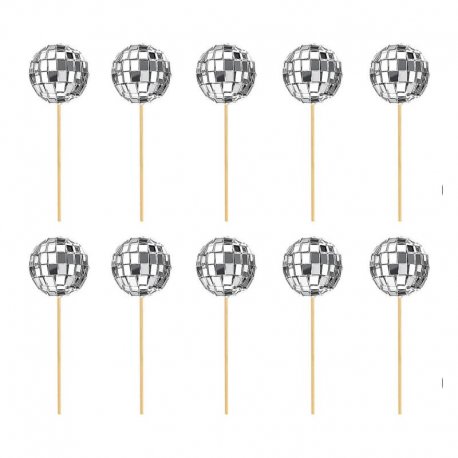 Mini mirror disco ball on a stick 12 pcs.