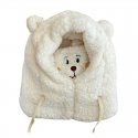 Zimska mehka balaklava kapa medvedek z ušesi - bela