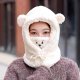 Zimska mehka balaklava kapa medvedek z ušesi - bela