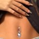 Hello Kitty obroček "piercing" za popek z roza kamnom