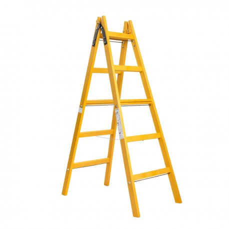 Wooden double ladder with five steps