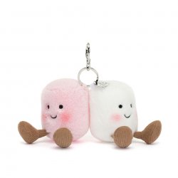 Zabavni obesek za torbico roza in beli Marshmallows - Jellycat