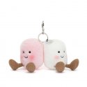 Zabavni obesek za torbico roza in beli Marshmallows - Jellycat